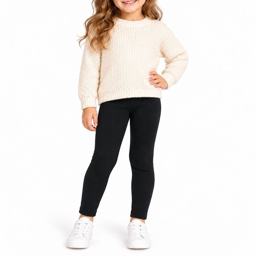 Cat & Jack Girls XS Size 4 5 Black Plush Fleece Lined Leggings Winter